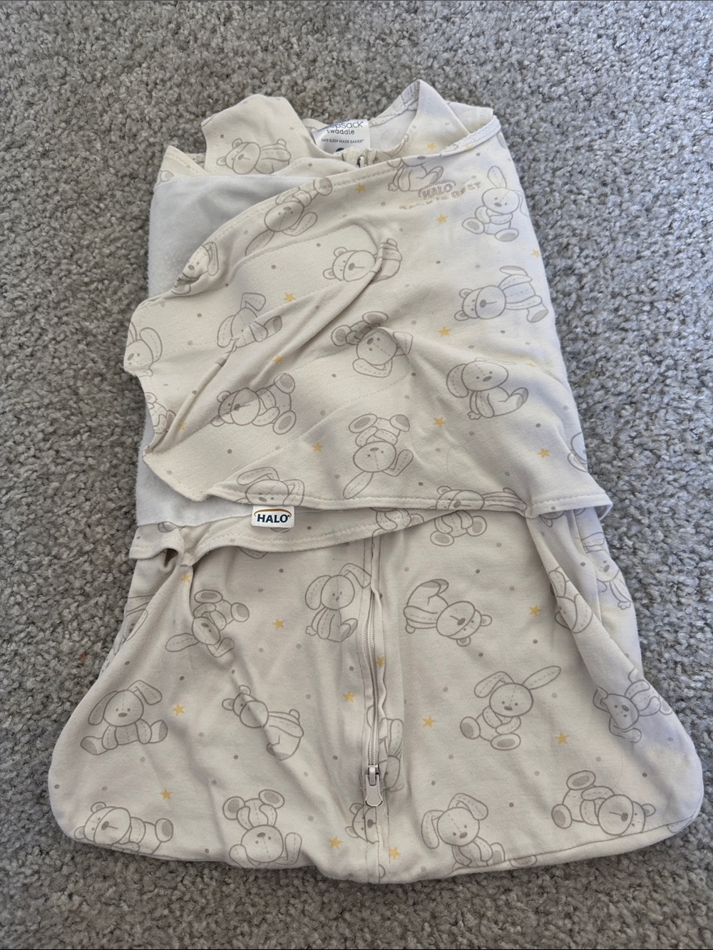 HALO Cream Baby Sleep Sack with Bunny Print